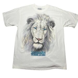Vintage Siegfried And Roy Mirage T Shirt Adult Large White Tiger Graphic Glitter